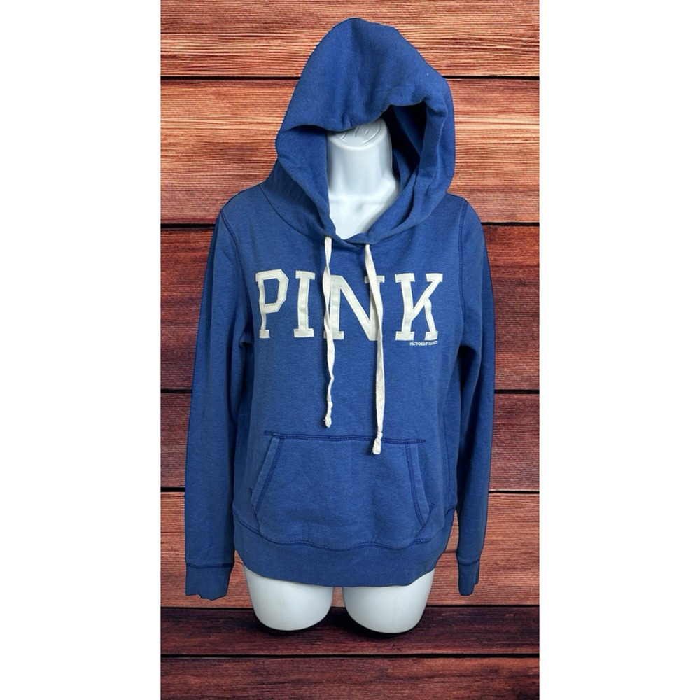 Victoria's Secret Pink Blue Pullover Hoodie Sz Small Hooded Sweatshirt Fleece